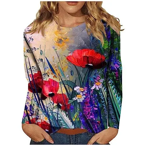 Produktbild: JKJFJKA Hawaiianische Hemden Damen Blusen Elegant Kompressionsshirt Für Damen Sport Tops Plus Größe Blusen Langärmelige Oberteile Für Damen Mit Ausschnitt Longtops Damen Lang Maßgeschneiderte T