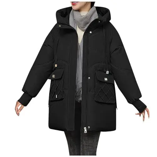 Produktbild: JKJFJKA Jacke Mit Reißverschluss Damen Mantel Elegant Outdoor Jacken Für Damen Mantel A-Linie Damen Wintermantel Wintermäntel Daunenjacken Für Damen Wintermantel Für Damen Jacke Für Damen Jacke