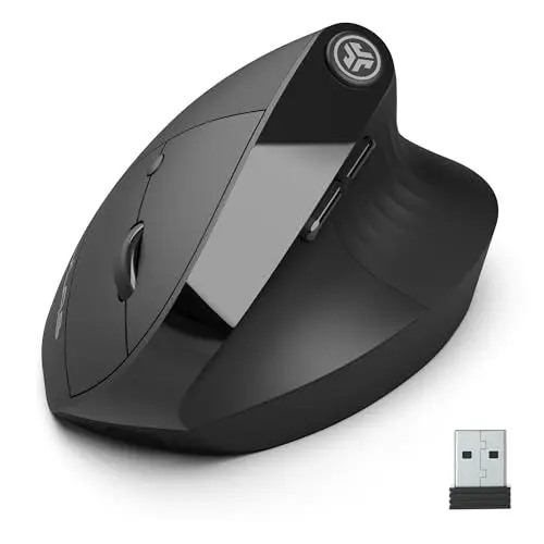 Produktbild: JLab JBuds Ergonomische Wireless Mouse, Verbindung über Bluetooth oder USB für mehrere Geräte, vertikale Maus kabellos, Silent Mouse, wiederaufladbare Funkmaus für Laptop, PC, Tablet, Windows/Mac