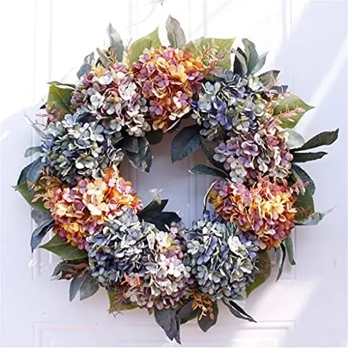 Produktbild: JLBopqaz Hortensienkranz, Hochzeitskranz, Blumen, Weihnachtsgirlande, Haustürdekoration, Direktversand (A, wie auf dem Bild Gezeigt)