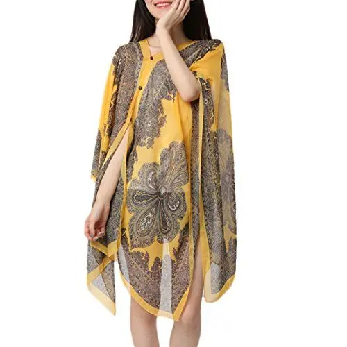 Produktbild: JLTPH Sommer Damen Chiffon Beachwear Schals Poncho Bikini Cover-up Batwing Chiffonbluse Tops