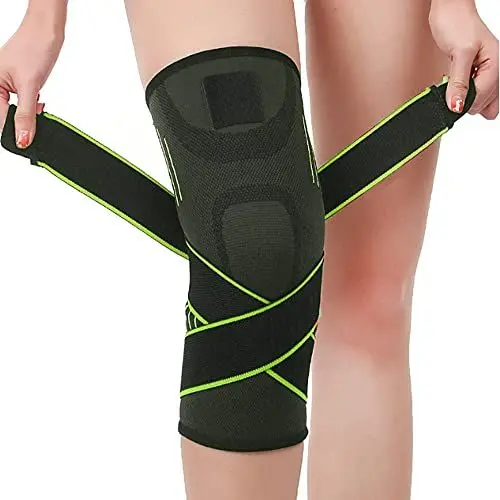 Produktbild: JLTPH Unisex Kniebandage mit mit Einstellbarem Druck-Riemen Knieorthese, Sportbandage Rutschfeste Knieschoner Knieschützer für Gymgears Fitness Volleyball Bike Handball Joggen