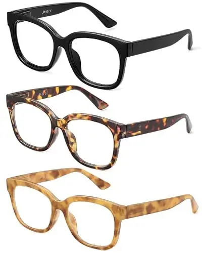 Produktbild: JM 3er-Pack übergroße Quadratische Lesebrille, Brille Blaulichtfilter Damen Computerleser