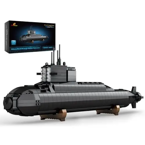 Produktbild: JMBricklayer Atom-U-Boot-Bausätze 61505 – Militär-U-Boot-Spielzeug mit Lichtern, WW2-Geschichte, Sammlerstück, Heimdeko, Schlachtschiff-Bausatz, Armee-Spielzeuggeschenke für Jungen Männer Erwachsene