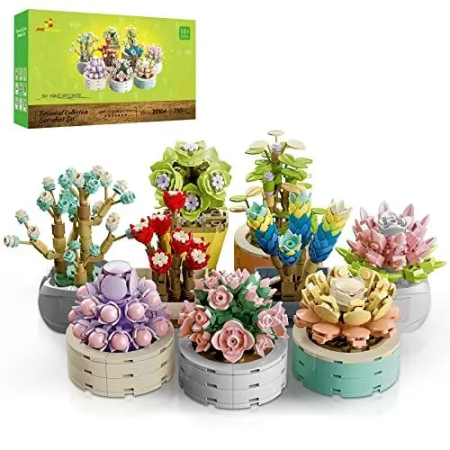 Produktbild: JMBricklayer Blumen Sukkulenten Bonsai Bausteine Set 20104, 9 künstliche Blumenstrauß Klemmbausteine für Erwachsene, Home Dekor, Botanical Baustein Collection, Kreatives Geschenk für Frauen und Männer