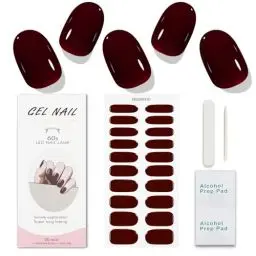 Produktbild: JMEOWIO Nagelfolie Weinrot Gel Nagelfolien Selbstklebend Nail Sticker Uv Härtend Dekoration Nageldesign Zubehör