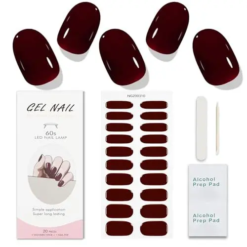 Produktbild: JMEOWIO Nagelfolie Weinrot Gel Nagelfolien Selbstklebend Nail Sticker Uv Härtend Dekoration Nageldesign Zubehör