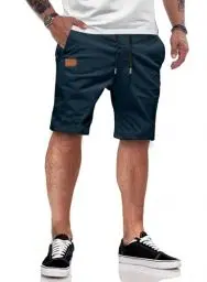 Produktbild: JMIERR Cargo Shorts Herren Baumwolle Chino Shorts Herren Sommer Freizeit Chino Stretch mit Taschen Blau S