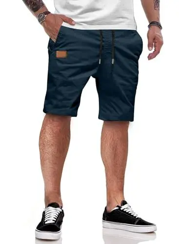 Produktbild: JMIERR Cargo Shorts Herren Baumwolle Chino Shorts Herren Sommer Freizeit Chino Stretch mit Taschen Blau S