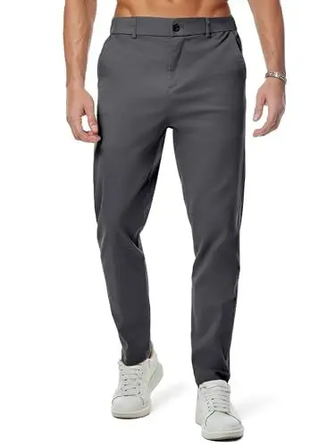 Produktbild: JMIERR Cargohose Herren Baumwolle Casual Cargohose Männer Elastische Taille Sweatpants Herren mit Taschen Dunkelgrau, 3XL