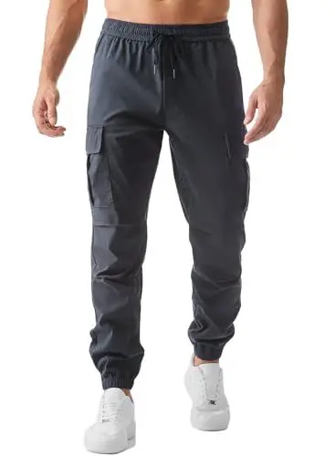 Produktbild: JMIERR Cargohose Herren Lang Jogger Sporthose Elastischer Taille mit Kordelzug Sweatpants Herren mit Taschen,Dunkelgrau M