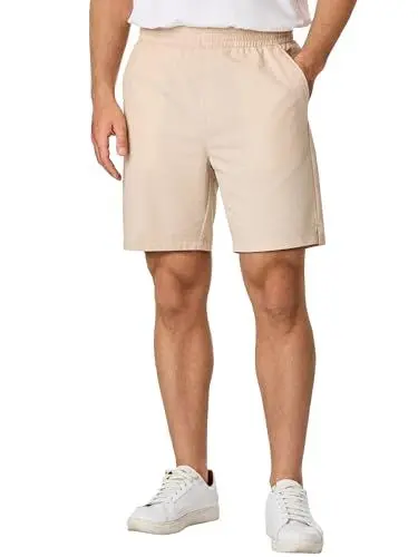 Produktbild: JMIERR Herren Blasengase Kurze Hosen mit 3 Taschen 2024 Casual Short Leicht Shorts Elastische Taille Beige 3XL