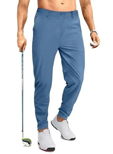 Produktbild: JMIERR Herren Golf Hosen mit 5 Taschen Winter Zip Freizeithosen Slim Fit Chino GolfHosen Stretch Sport Lang Pants Blau L