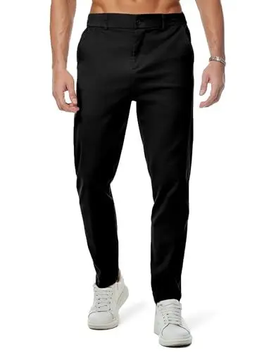 Produktbild: JMIERR Herren Hose Chino Cargo Hose Jogginghose Herren Baumwolle Casual Cargohose Männer Hosen Elastische Taille mit Taschen Schwarz, 3XL