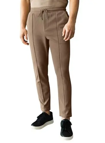 Produktbild: JMIERR Jogginghose Herren Freizeithose Männer Sporthose Herren Casual Jogger Pants Slim Fit Elastische Taille mit Kordelzug Sweatpants Herren mit Taschen Braun L