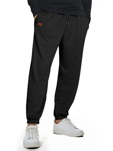 Produktbild: JMIERR Jogginghose Herren Waffel Casual Sweathose Sporthose Herren Lange Jogger Trainingshose Herren mit Taschen,Schwarz 3XL