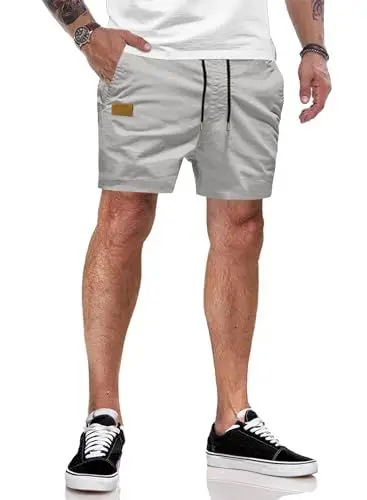 Produktbild: JMIERR Kurze Hosen Herren Baumwolle Shorts Herren Chino Herrenshorts Sportshorts für Männer Grau M