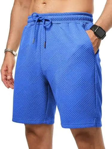Produktbild: JMIERR Kurze Hosen Herren mit 3 Taschen Textur Bermuda Shorts 2025 Sommer Comfy Stretch Short Blau 3XL