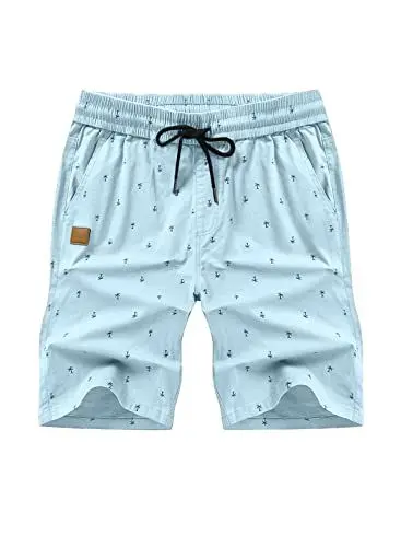 Produktbild: JMIERR Shorts Herren Sommer Freizeit Chino Stretch Baumwolle Elastische Taille mit Taschen Blau L