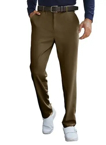 Produktbild: JMIERR Stretch Golf Hosen fur Herren Chino Lang Pants mit 5 Taschen Baumwolle Freizeithose Slim Fit 2023 Winter Anzughosen Trousers Braun XL