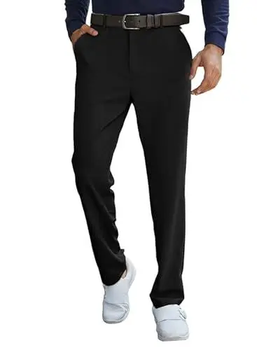 Produktbild: JMIERR Stretch Golfhose Herren Lang Golf Pants mit 5 Taschen Fall Freizeithose Slim Fit Chino Hose 2023 Business Trousers Schwarz S