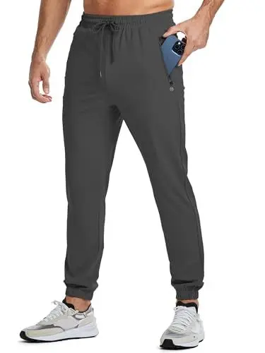 Produktbild: JMIERR Trainingshose Sporthose Jogginghose Herren Freizeithose für Männer Casual Jogger Pants Slim Fit mit elastischem Bund und Kordelzug Sweatpants Cargo Hose mit Reißverschlusstaschen Dunkelgrün 34