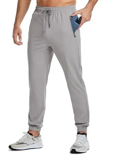 Produktbild: JMIERR Trainingshose Sporthose Jogginghose Herren Freizeithose für Männer Casual Jogger Pants Slim Fit mit elastischem Bund und Kordelzug Sweatpants Cargo Hose mit Reißverschlusstaschen Grau 40