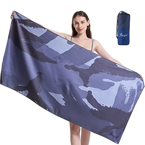 Produktbild: JMQYS Mikrofaser Strandtuch Schnelltrocknend Handtücher Groß 160x80cm, Ultra Leicht Sandfreie tragbare Strandhandtuch Badehandtuch für Männer Frauen Mädchen, perfekt für Strand Reise Sport Sauna Yoga
