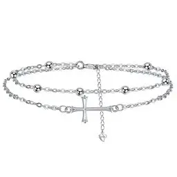 Produktbild: J.MUEN Armband Damen mit Kreuz Symbol in 925 Sterling Silber,Damen alles Gute zum Geburtstag Geschenkideen,Schmuck Für Frauen Und Mädchen