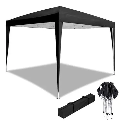 Produktbild: JNGLGO Pavillon 3x3m Wasserdicht und UV-Schutz Gartenpavillon mit Metall-Verstrebungen, Outdoor Camping Faltpavillon 3x3m Grillpavillon ohne 4 Seitenteilen, für Strand, Gartenfest, Anthrazit