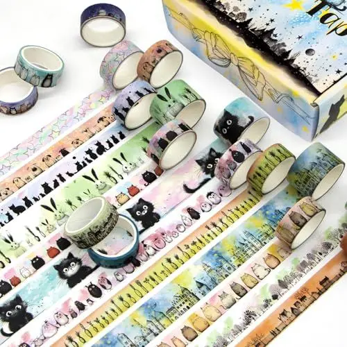 Produktbild: Jniseger Cute Washi Tape Set.24 Rolls Kawaii Tiere Dekoratives Washi Tape für Scrapbooking Supplies, Bullet Journal Supplies, Junk Journal, Kids Art Craft Tape