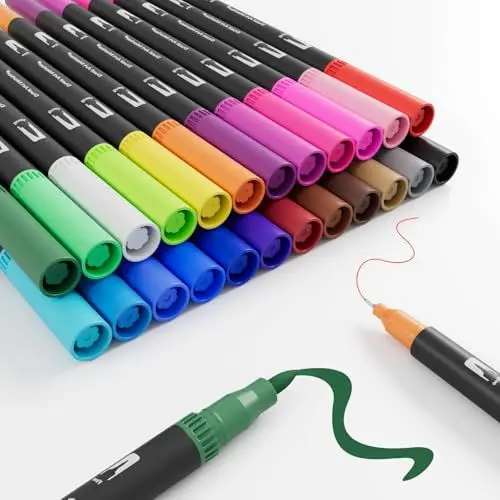 Produktbild: Jnyan Filzstifte Dual Brush Pinselmarker, 24 Farben Feine Spitze & Pinselspitze für Erwachsene und Kinder–Zum Ausmalen, Zeichnen, DIY-Projekte, Journaling, Scrapbooking und Schulbedarf