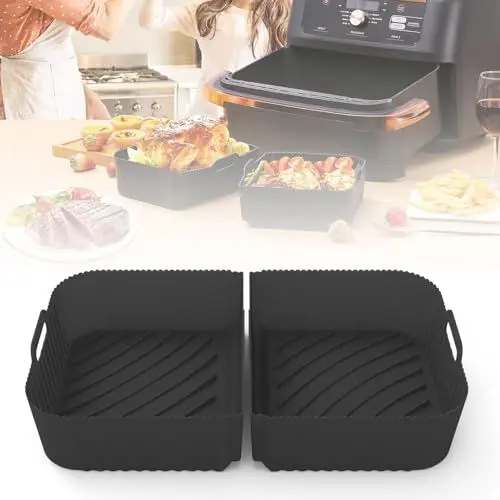 Produktbild: Joaecosmhui Heißluftfritteusen Zubehör, 2 Stück Airfryer Zubehör für Ninja AF500EUCP / AF500EU (10,4L), Silikoneinsatz Air Fryer Accessories für Ninja Foodi FlexDrawer Dual Zone Heißluftfritteuse