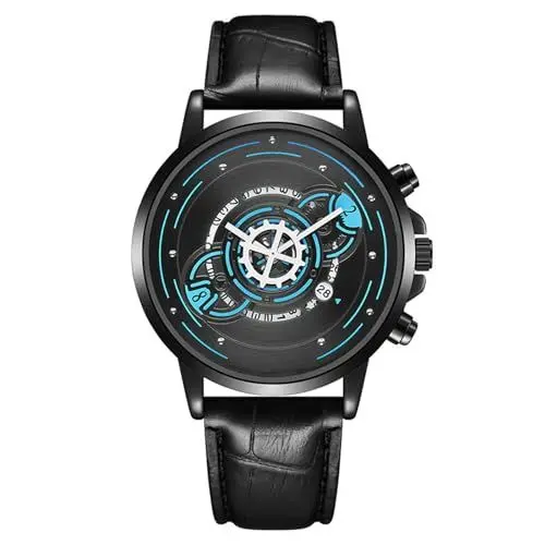 Produktbild: JOATVEE Herrenuhr Kreatives Zifferblatt mit Datum Analog Quarz, PU Lederband Uhr