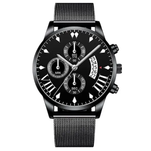 Produktbild: JOATVEE Herrenuhren Analog Quarz Armbanduhren Chronograph Uhr Business Uhren Edelstahl Mesh mit Datum Mode Armbanduhr Männer