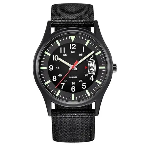 Produktbild: JOATVEE Herrenuhren Unisex Militär Sport Nylonband Stilvoll Leuchtend Mode Analog Quarz Uhr für Männer Wasserdicht Armee Taktisch Lässig Armbanduhr