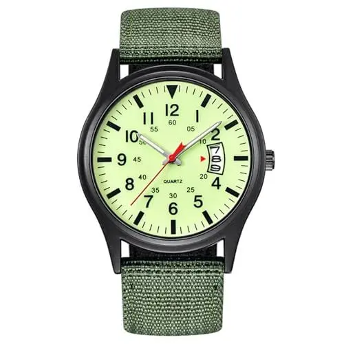 Produktbild: JOATVEE Militär Uhren Sport Textil Nylonband Stilvolle Herrenuhr Leuchtend Mode Uhren Analoganzeige Quarz Wasserdicht Lässige Armbanduhr