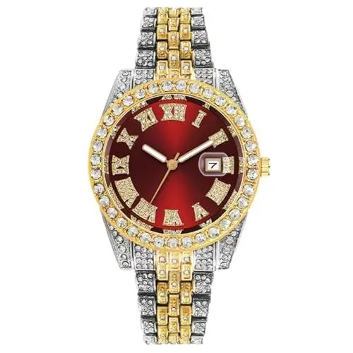 Produktbild: JOATVEE Unisex Uhr Mode Kristall Diamant Uhr Männer Damen Quarz Analog Uhr Edelstahl großes Gesicht Armbanduhr