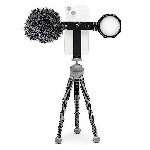 Produktbild: JOBY Beamo Reel Creator Kit Flexibles Stativ mit GripTight 360 Smartphone-Halterung, Wavo Mobile und Beamo Reel für spiegellose Kompaktkameras oder Smartphones (JB01862-BWW)