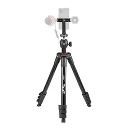 Produktbild: JOBY Compact Light Kit, Smartphone-/Kamera-Stativ mit Kugelkopf, Universal-Smartphone-Halterung, Tragetasche, für CSC, DSLR, spiegellose Kamera, Smartphone, Farbe: Schwarz, 1,5 kg Tragkraft