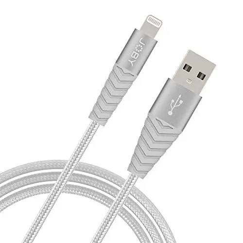 Produktbild: JOBY USB Lightning Kabel, Lade- und Synchronisationskabel, 1.2m Länge, Silber, Kompatibel mit iPhone, iPad und iPod, MFi-Zertifiziert, USB-A zu Lightning Kabel
