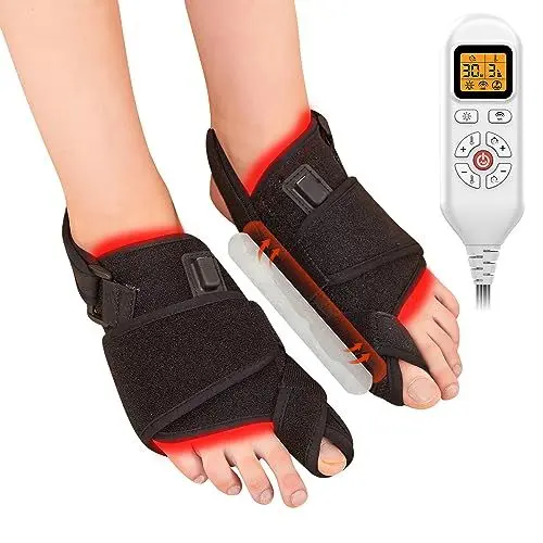 Produktbild: JOBYNA 2PCS Infrarottherapie & Rotlichttherapie für Daumen des Fußes, 660nm & 850nm LED Rotlicht Infrarottherapie Bunion Korrektor, Rotlichtlampe Infrarotlampe mit Timer lindert Fußknochenschmerzen