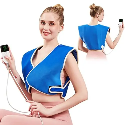 Produktbild: JOBYNA Elektrisches Heizkissen, Physiotherapie Wärmekissen mit Gürtel & Abschaltautomatik, 5s schnelle Erwärmung, 30-70℃ & 10-90 Minuten Einstellbar, Digitalanzeige (Heizkissen für Schulter & Rücken)