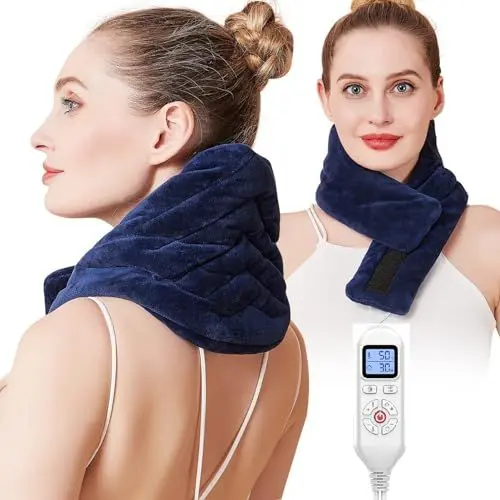 Produktbild: JOBYNA Heizkissen für Nacken, Nackenwärmer Elektrisch, 5s Schnelle Erwärmung 30-70℃ & 10-90 Minuten Einstellbar Physiotherapie Nackenheizkissen, Flanellmaterial Waschbar (74 * 19cm)