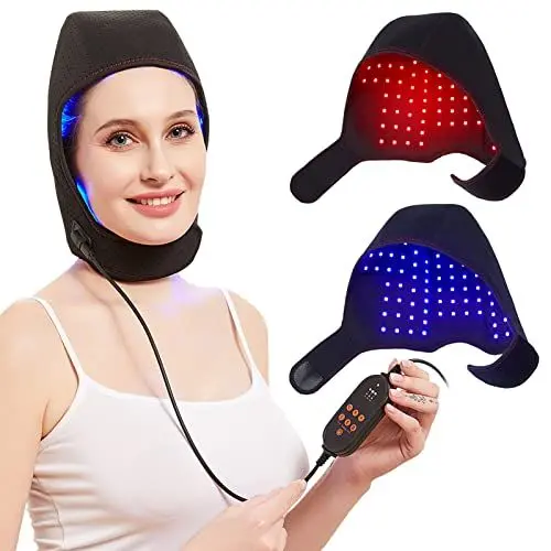 Produktbild: JOBYNA Rot & Infrarot & Blaulicht-Therapie für Haarwachstum und Schmerzlinderung, 460nm 660nm 850nm Therapiemütze, LED Infrarottherapie Rotlichtlampe für Haarausfall, Schmerz, Nachwachsen der Haare