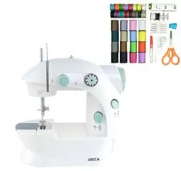 Produktbild: Jocca – Tragbare Nähmaschine mit 48 Zubehör-Nähset | Kleine Nähmaschine| Nähmaschinen | Einfach zu bedienen | Doppelstich | Rutschfeste Füße | Verstärkungsstich (Energieeffizienzklasse A+)