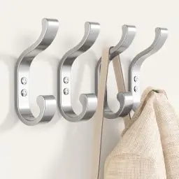 Produktbild: jockcaras Garderobenhaken, kleiderhaken zum Schrauben Silber, Wandhaken für Garderobe, Jacken, Hut, Metall Haken für Schlafzimmer, Wohnzimmer, Badezimmer, Kleiderschrank, Vintage, 4 Stück