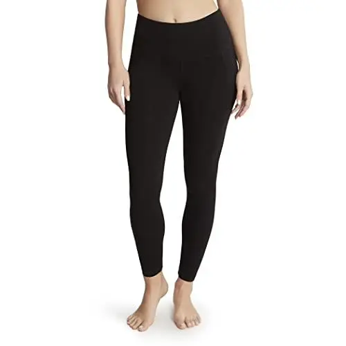 Produktbild: Jockey Damen Knöchellegging aus Baumwoll-Stretch, mit Seitentasche Leggings, Tiefschwarz, X-Groß