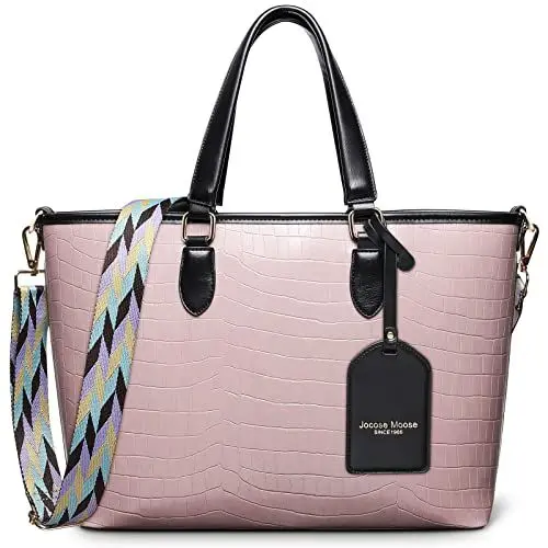 Produktbild: Jocose Moose Damen Handtaschen, Groß Umhängetasche PU Leder, Clutch Crossbody mit Gurt, Klein Geldbörse mit Fächern, Schultertasche Shopper mit Vielen Taschen (Rosa)