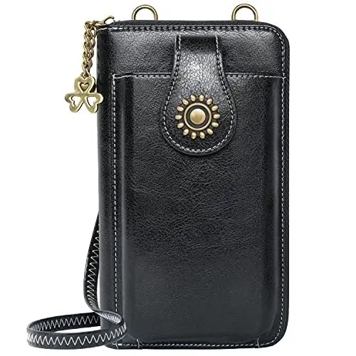 Produktbild: Jocose Moose Handytasche zum Umhängen - Kleine Umhängetasche Damen mit Geldbörse 2 in 1, Mini Tasche für Handy PU Leder Crossbody Umhängetasche mit Handyfach